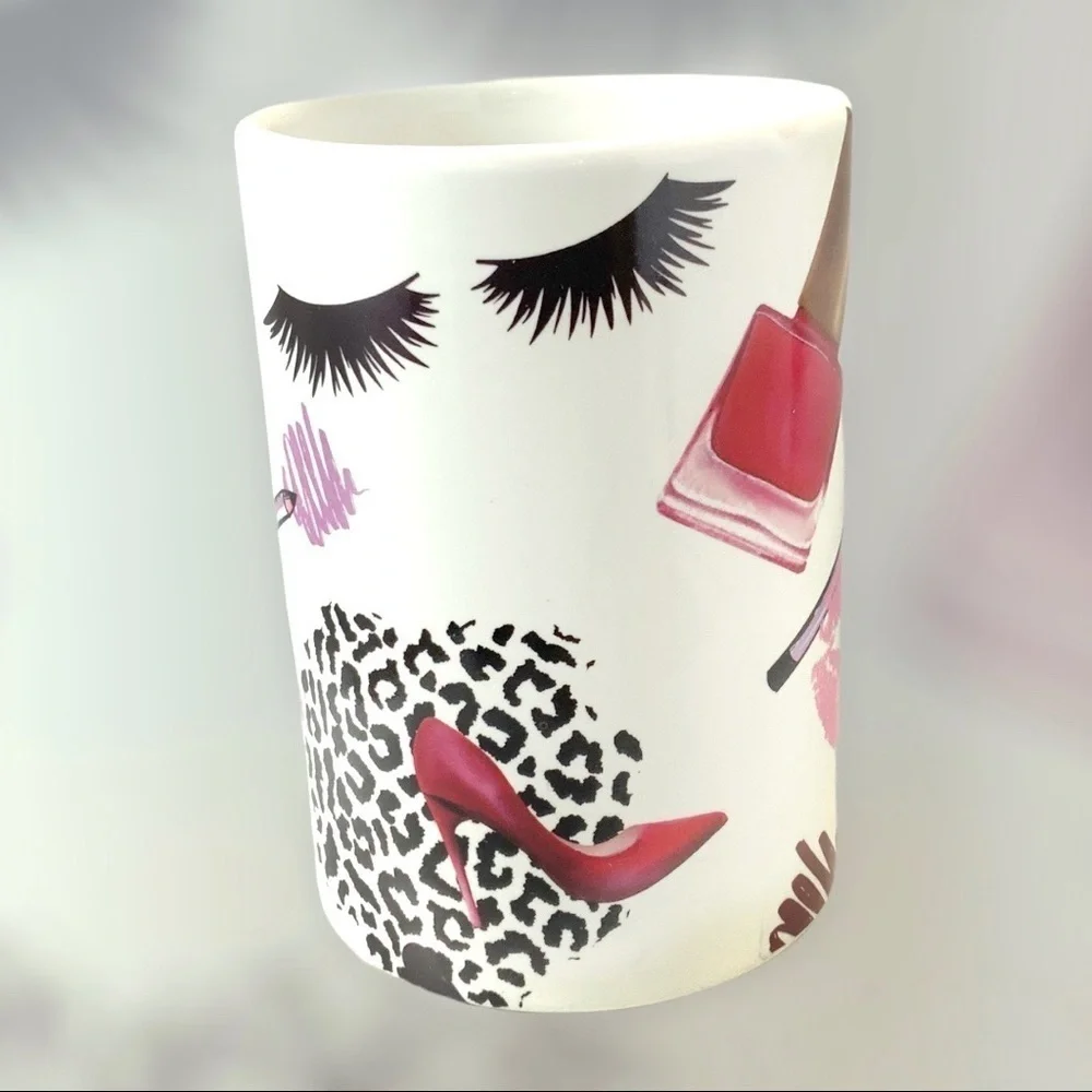 Fashion Girl Boss Bathroom Tumbler Ceramic Accessory Makeup Animal Print